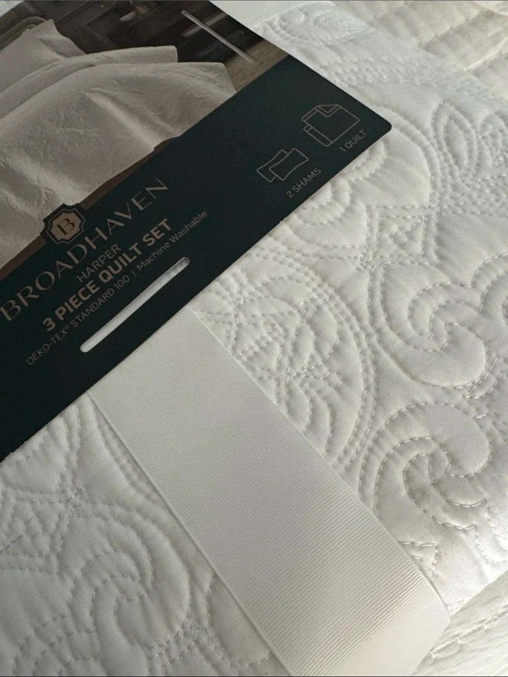 Quilted White King Quilt Set - NWT